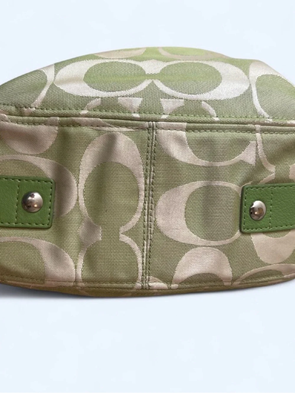 Large Vintage Coach Zoe Green Signature Hobo Shoulder Bag